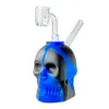 Silicone Bongs two sides Skull Hookahs with glass bowls and 4mm quartz banger water pipes dab rigs smoke accessory smoking pipe