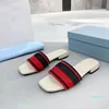 Designer Woman Fabric Slides Slippers Mules Womens Home Flip Flops Casual Sandals Summer Leather Flat Slide Rubber Sole