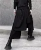 Męskie spodnie męskie luźne, szerokie legalne mody niszowe niszowe projekt nieregularny dziewięć punktów duże ciemne czarne spódnice Drak22