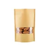 Kraft papierowa torba stojak na prezent suszone jedzenie owoce opakowanie herbaty torebki kraft papierowe torba okienna detaliczne zamek błyskawiczny