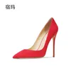 Zapatos de Tacn Alto Ante Para Mujer Calzado Boda Rojo Punta Estrecha Clsico Lujo Fiesta Sin Cordones 8cm 10cm 220511