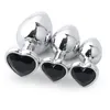 3PCS/Package Metal Butt Plug Heart Anal Beads Stimulator Stainless Steel Crystal Jewelry Smooth Touch Anal adult male sex toys 220413
