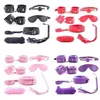 7pcs/set for Woman PU Leather SM Bondage Set Sexy Handcuffs Footcuffs Whip Rope Eye Mask Blindfold Erotic Sex Toys Couples 220330