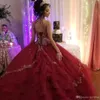 2022 Modern Sliver Bordery Borgonha Tulle Quinceanera Prom Vestidos de pescoço alto Cristão de grama de cristal de pisadas de pisadas Doce 16 vestido vastidos de c0601g055