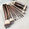 Hourglass Makeup Borstes Set - 10 -PCS Powder Blush Eyeshadow Creas Concealer Eyeliner Smudger Metal Handle Borstes 220623