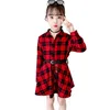 Jurk voor meisjes plaid patroon meisje kind jurk herfst winter kinderen kleden casual stijl kostuums voor meisjes 6 8 10 12 14 210329