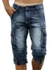 Summer Mens Retro Cargo Denim Shorts Vintage Acid Washed Faded Multi Pockets Military Style Biker Short Jeans for Men 220719