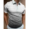 Luxe Hommes Correspondant Vêtements Polos Golf Wear Casual Plaid À Manches Courtes Tee Hommes TurnDown Col Zipper Polos Chemise Tops 220623