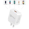 UK US EU Fast Charger 18 Watt QC 3.0 Snabbladdning 3A -mobiltelefonadapter USB -väggladdning för Galaxy S21 S20