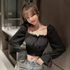 Blusas femininas camisas femininas colheita top top shash rush backless renda up designer estilo coreano moda sexy streetwear inspurs springwo