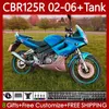 OEM Fairings för Honda CBR-125 CBR 125 R CC 02-06 Bodywork 124NO.122 CBR 125R Blue Gray 125CC CBR125R 2002 2003 2004 05 06 CBR125RR CBR-125R 02 03 04 2005 2006 Kropp + Tank