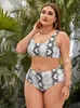 Women's Swimwear Women's Swimsuit 2022 European American Split Large Size Snakeskin Print Bikini Sexy High Waist Fat Woman SwimwearWomen