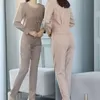 Dwuczęściowe spodnie damskie wiosna i jesień damski garnitur bawełniany lniany moda swobodne dwuczęściowe biuro damskie Suitwomen's