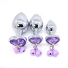 Nxy Anal Toys 3 Pack of Metal Plugs Heart Shaped Crystal Bells Male and Female Expansion Masturbation Device Sex Adult Supplies 220420