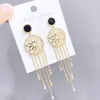 Délicat micro-ensemble brillant zircone ronde fleur Dangle boucles d'oreilles bijoux mode européenne femmes plaqué or 18 carats s925 argent aiguille gland boucles d'oreilles