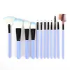 Portable 12in1 Fiber Soft Brestle Makeup Borstes Set Foundation Loose Powder Blush Smudge Eyeshadow Eyebrow Lip Brush Eyebrow Comb Roll Roller Makeups Tool ZL0895