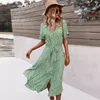 Spring Women Bandage Dress Summer Casual Floral Print Beach Dress Vintage Button Holiday Ladies Chic Dresses Vestidos 220530