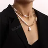 Multilayer Pearl Łańcuch Naszyjnik Dla Kobiet Ślub Bridal Vintage Geometryczny Wisiorek Choker Para Biżuteria