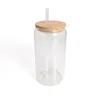 Sublimation glass mason jars Blanks with lids 16oz with bamboo lid straw beer reusable drinking blank Frosted tumblers
