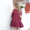 Meninas de criança de mola Meninas vestidos algodão Solid Sleeve Fidros Dress Ruffles Kids Vestres for Girls Fashion Girls Clothing 220707