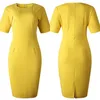 żółte eleganckie sukienki biuro dama noszona na opakowanie biodra szczupła spódnica na imprezę w rozmiarze klub body body body bodycon osłona wieczorna sukienka