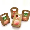Gift Wrap Kraft Paper Fruit Holder Disposable Apple Orange Peach Handle Holders Takeaway Single Double Fruits Gifts Packaging GCF14351