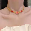 Top 2022 bracelet à breloques de qualité et collier couleur émail rouge pour femmes bijoux de mariage cadeau ont boîte PS4772323Z