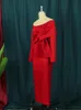 Plus -Size -Kleider rotes Kleid Frauen große Bogenparty Bodycon Shiny Hülle Roben sexy Midi Länge Feiern Sie Event Abend Abend Prom Chr6494365