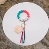 Comércio Exterior Comércio Silicone Grânulos de Silicone Multi-estilo Keychain de Pulso Atacado Por Atacado Coreano Veludo Couro Artesanal Borla Em Branco Disco Chaveiro Feminino Multicolor Opcional