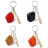 Baseball porte-clés sangles sac à main pendentif téléphone portable tendance 3D basket-ball sacs de créateurs breloques poupée voiture porte-clés gant bâton en bois trois pièces