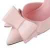 2022 Fetish Women 10cm High Heels Pumps Scarpins Bow Sweet Kawaii Heels Shoes Lady Pointed Toe Fetish Candy Colors Blue Shoes G220516