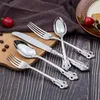 Flatware Sets Gold And Silver Retro Cutlery Set 5-Piece Stainless Steel Knife Fork Spoon Luxury Wedding Dinnerware TablewareFlatware