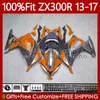 Einspritzverkleidungen für KAWASAKI NINJA ZX-300R ZX3R EX ZX 3R 300R 2013 2014 2015 2016 2017 125No.133 ZX-3R EX-300 Orange Silber 13-17 ZX300 EX300R ZX300R 13 14 15 16 17 OEM-Körper