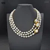 Pendant Necklaces Jewelry 3 Strands 18''-21'' White Baroque Pearl 24 K Gold Color Plated Keshi Necklace For WomenPendant