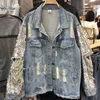 Streetwear Woman Coat Denim European Style Sequin Jacket Female Spring Autumn Jeans Clothes Bling 220815