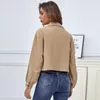 여자 재킷 2022 따뜻한 여성 \ U2022S 캐주얼 긴 소매 재킷 패션 격자 무늬 코듀로이 스티치 옷깃을 자른 카디건 포켓 코트