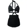 Женские купальные костюмы лето бикини 2022 плюс плюс размеры женские черные повязки блюда и шорты, установленные пляжные праздничные костюмы