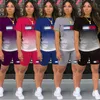 Yaz Giyim Kadınlar 2 Parça Set Tasarımcı Trailtsuits Mektup Baskı Şortları Kıyafetler Sıradan T Shirt Kısa Pantolon Jogger Sport Suit Moda O-Neck K232