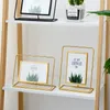 Metal Glass PO Frame Golden Iron Picture Stand Nordic Home Decoration Painting Poster Bookshelf Decor Ocessório 220628