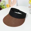 Breda brim hattar sommar casual halm cap enkel roll-up strand hatt kvinnor flickor vikbar mode bärbar sol 2022 Trendywide pros22