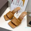 Sandals Woven women slippers square mules Ladies Wedding high heels shoes 2022