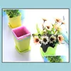 Mini Colorf Flower Pots Plastic Desktop Potplanten Smutents Pot met Lade Square Snoep Kleuren Planters Tuin Thuis Drop Levering 2021 S