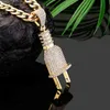 Bling Fashion Electric Plug Shape Iced Out Pendenti Collane Charm Catene Oro / Argento Colore Uomo Donna Hip Hop Jewelry250j