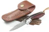 1PCS Damascus Flipper Folder Knife VG10 Damascuss stalowe ostrze Rosewood + stalowy klamka Łożyska kulowa noża EDC z skórzaną osłoną