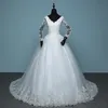 فساتين زفاف أخرى 2022 فستان عالي الجودة بأكمام طويلة V- رقص كرات ثوب الذيل رداء دي ماري الحقيقي بوال