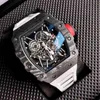 Проектируйте часы роскошные наручные часы Richa Milles Business Leisure RM3502 Автоматические механические часы с углеродным волокном.