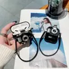 Mode Unik 3D Cool Fun Cartoon Retro Kameraformad Headphone Tillbehör Mjuk Silikon Väska med Lanyard Rem för AirPods 1 2 Pro 3 Bluetooth