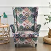 Bohemia -stijl vleugelstoelhoes stretch spandex fauteuil cover relax sofa slipcovers met zitkussenafdekkingen voetenbankdeksels 220513