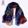 Bysifa dames zijden sjaal sjaal lange sjaals modemerk elegante paarse blauwe nek strand cover-ups