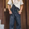 Men's Pants Vintage Jeans Overalls Mens Jumpsuit Cargo Work Baggy Bib Contrast Stitch Denim Trousers 220826